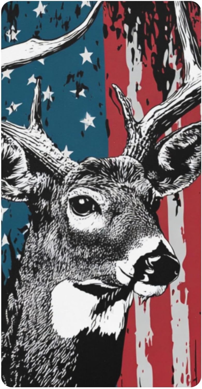 Patriotic Deers American Flag Crib Sheets Soft Breathable Fitted Cotton Baby Crib Sheets Mattress Cover for Girl Boy, 52" x 28" x 9"