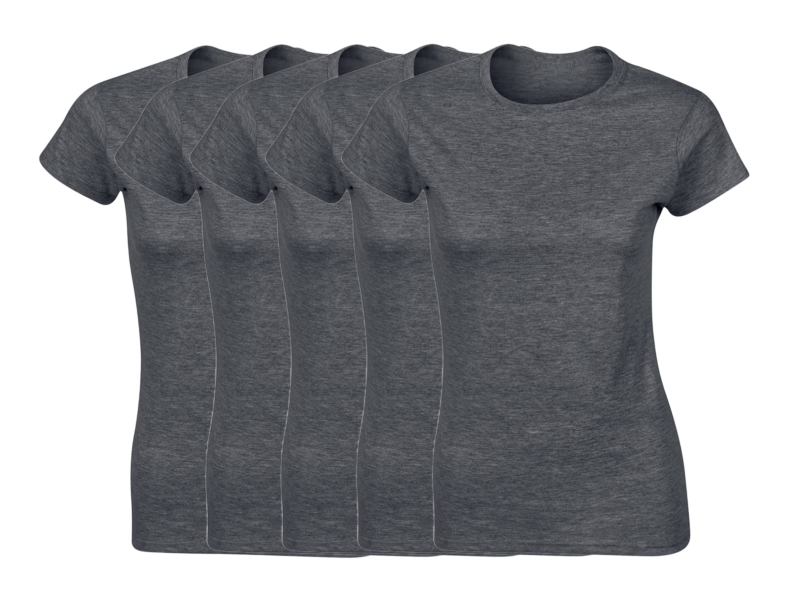 COOZO Women’s Soft Ringspun Cotton T-Shirts – Pack of 5 Plain, Feminine-Fit, Short Sleeve Basics
