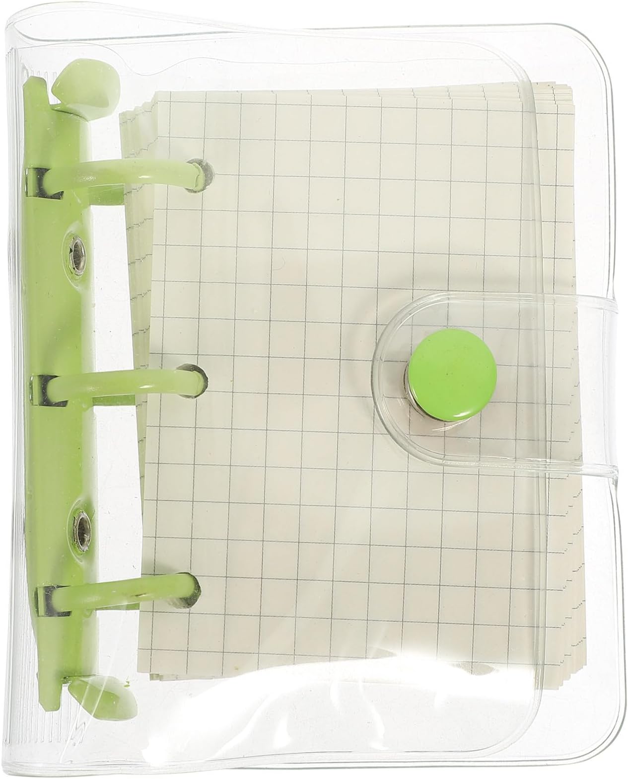 NIYANGLE Mini Cover 3-ring Loose-leaf Binder Notepad, Portable Green Clip Notebook for Students, Smooth Writing Pocket Scrapbook for School and Office