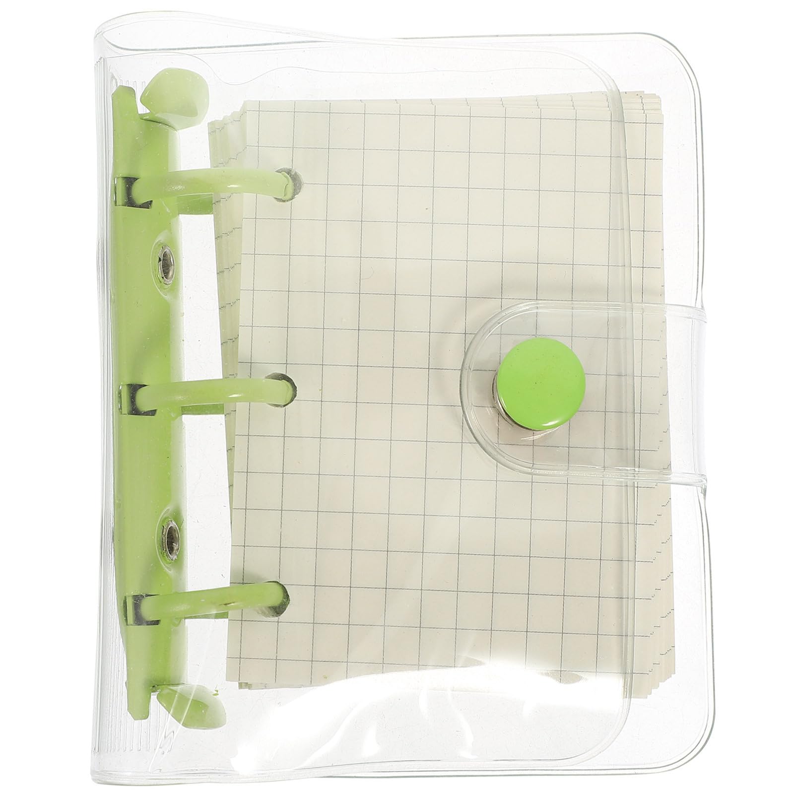 NIYANGLE Mini Cover 3-ring Loose-leaf Binder Notepad, Portable Green Clip Notebook for Students, Smooth Writing Pocket Scrapbook for School and Office