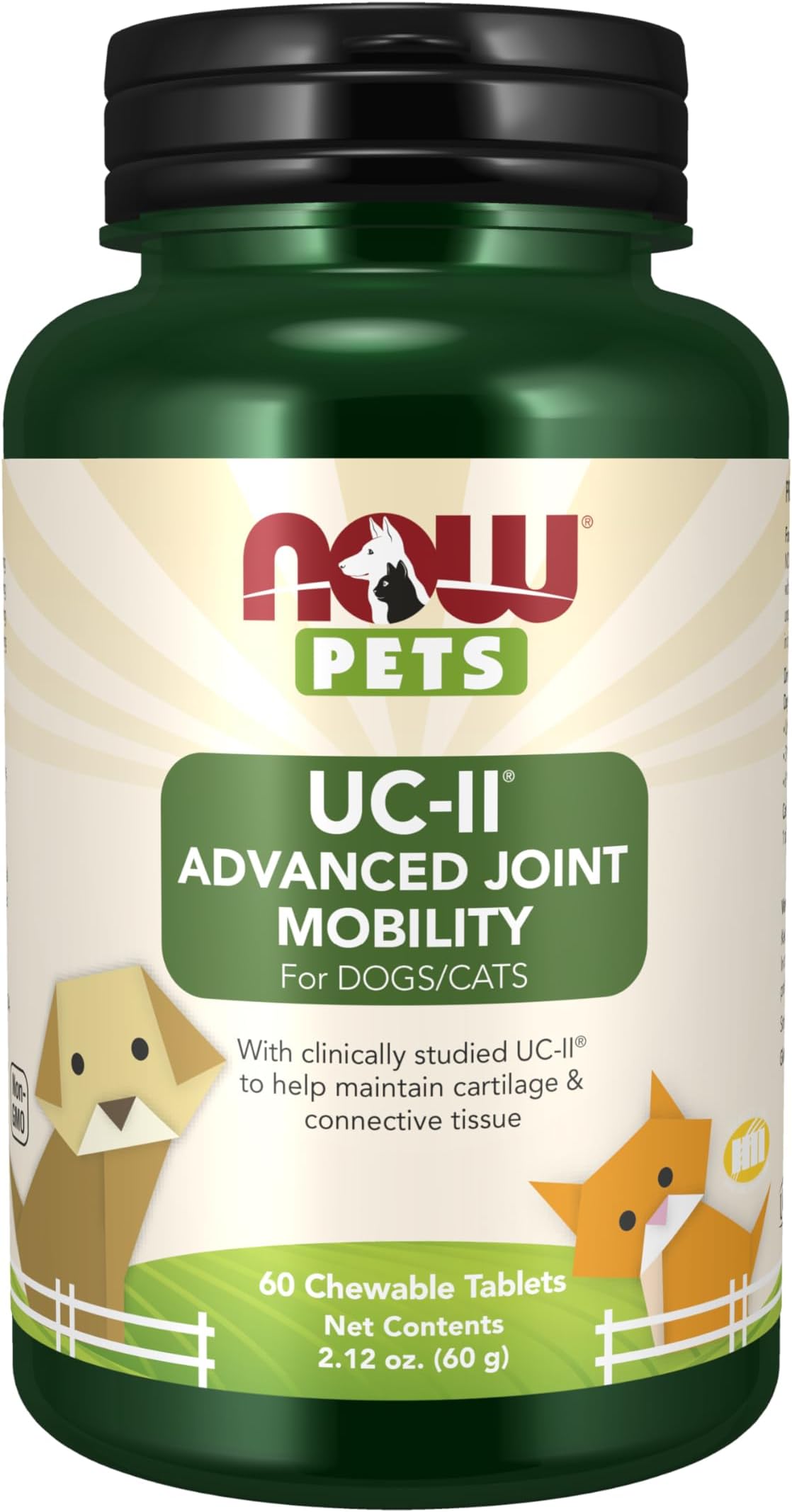 Now Pets, UC-II® Advanced Joint Mobility for Dogs and Cats, Veterinarian formulated, Help Maintain Cartilage and Connective Tissue*, 60 Chewable Tablets (60 Grams)