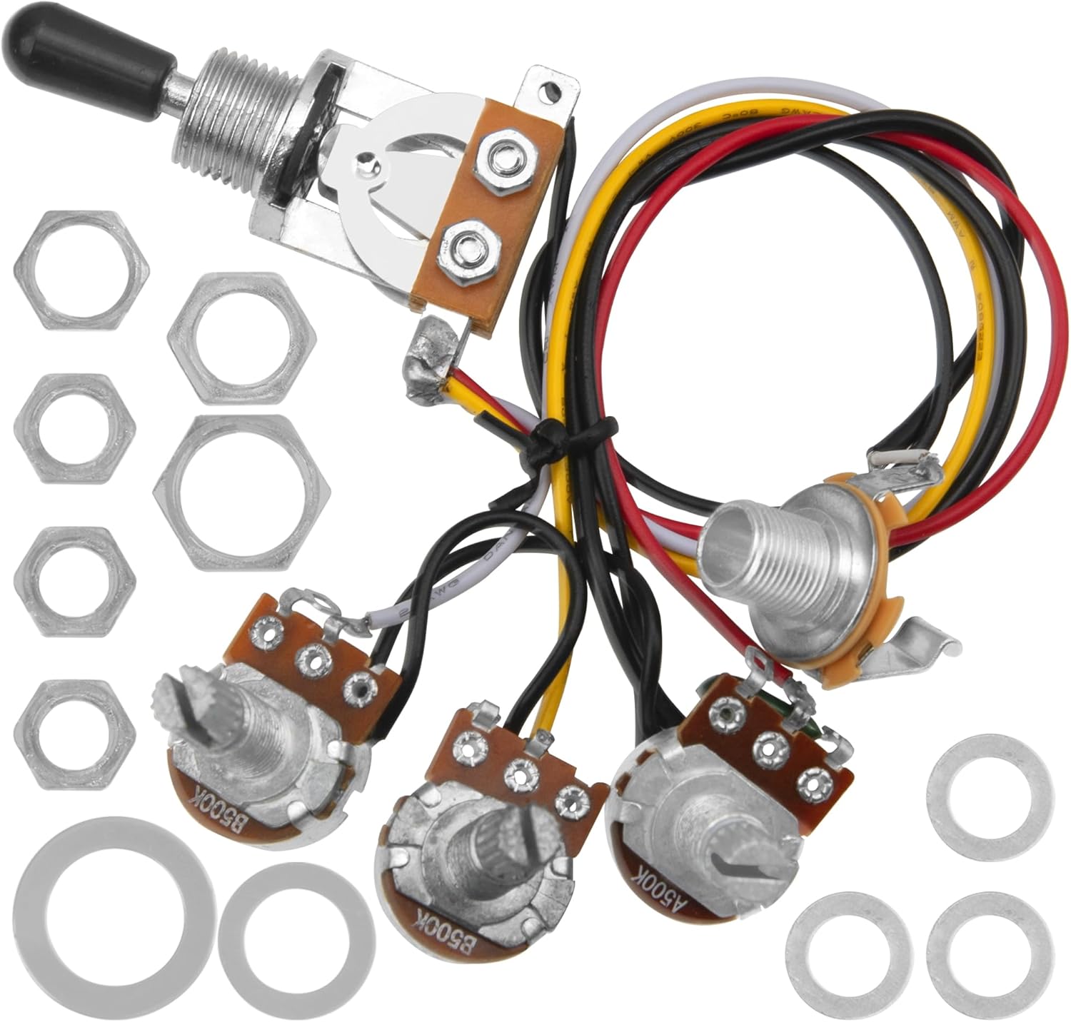 Kit De Câblage Pour Guitare 3 Micros - Pré-câblé Avec 1 Volume + 1 Tonalité, Potentiomètres 500k