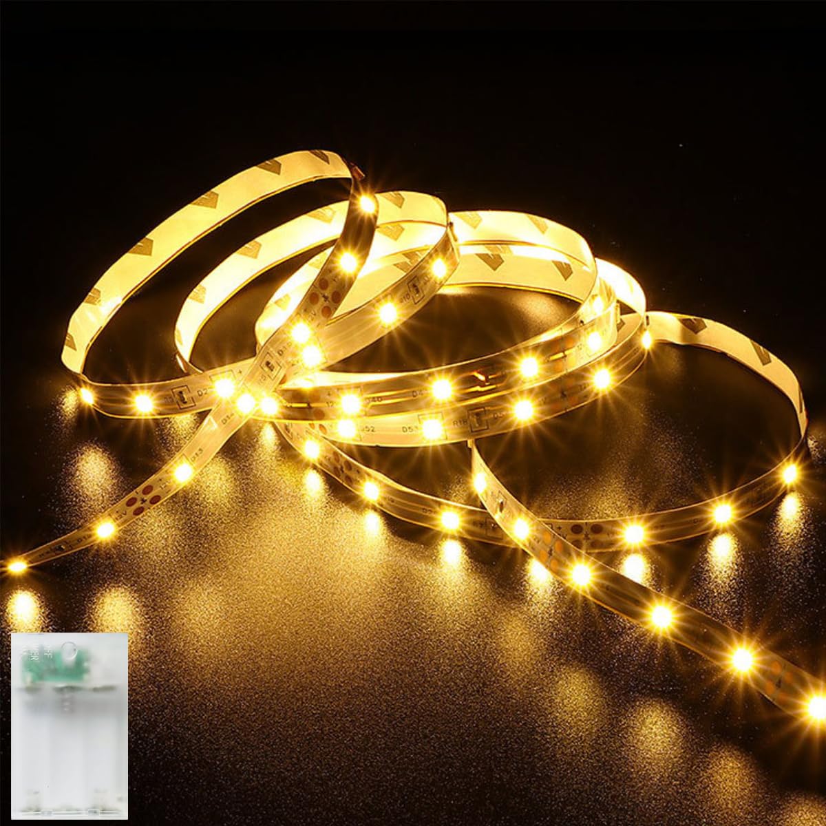 LakiHomi LED Streifen Batterie, 3.05M 90LED Warmweiß LED Strip Batteriebetrieben mit Timer Weihnachtsdekoration Schrankbeleuchtung Schlafzimmer zu Hause,Schränke,Party Deko