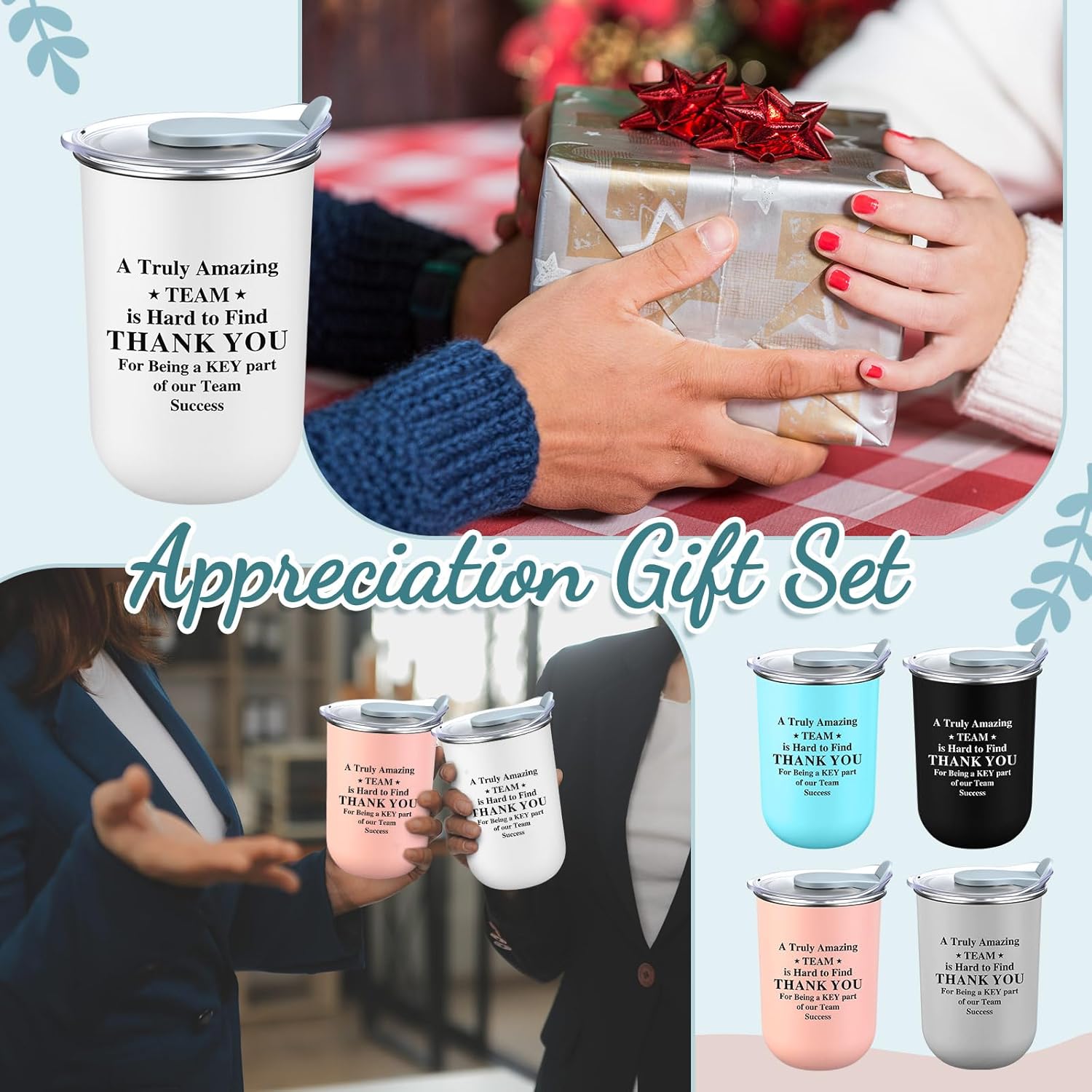 10 Pcs Team Thank You Gifts for Employee, Double Walled Stainless Steel Coffee Mug Appreciation Inspirational Gifts Bulk for Staff Teammate Coworkers Teacher (Victor,Neutral) - Image 5