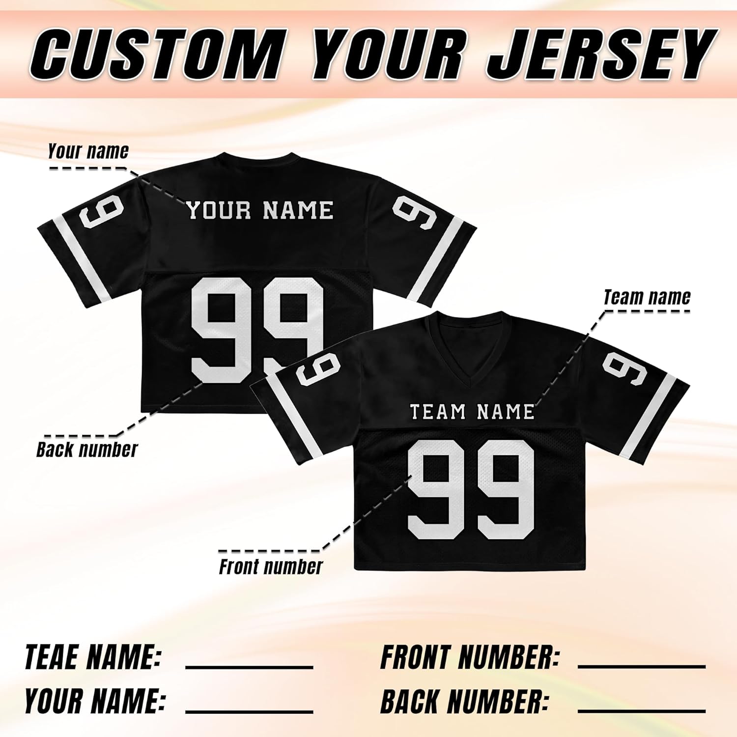 Custom Football Jersey Crop Tops for Women Personalized Girls Plain Colored Streetwear with Name Number - Image 4