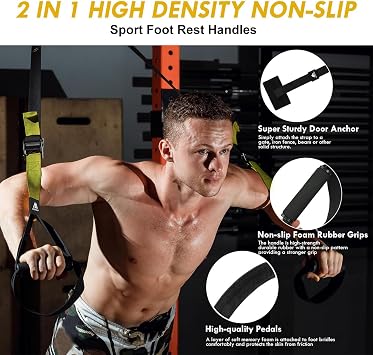 Flintronic Sling Trainer Set, Suspension Trainer System, Home Gym Equipment with Adjustable Door Anchor, Professional Gym Fitness Training Straps for Indoor & Outdoor
