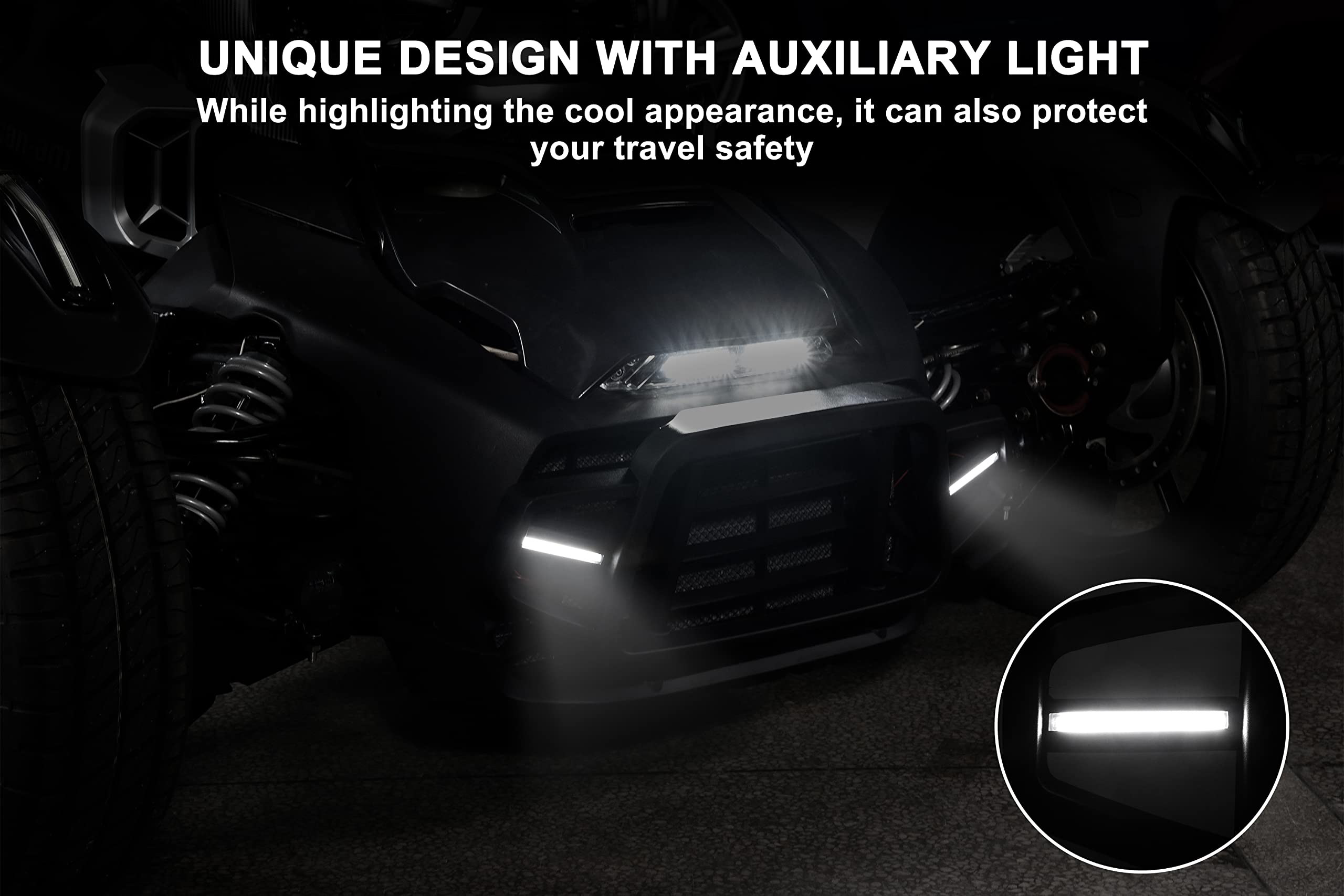 SAUTVS Protection de pare-chocs avant avec lumière LED pour Can-Am Ryker, profil avant avec lumière d'accentuation LED pour Can Am Ryker 600 900 Sport Rally tous modèles (remplace #219401108)