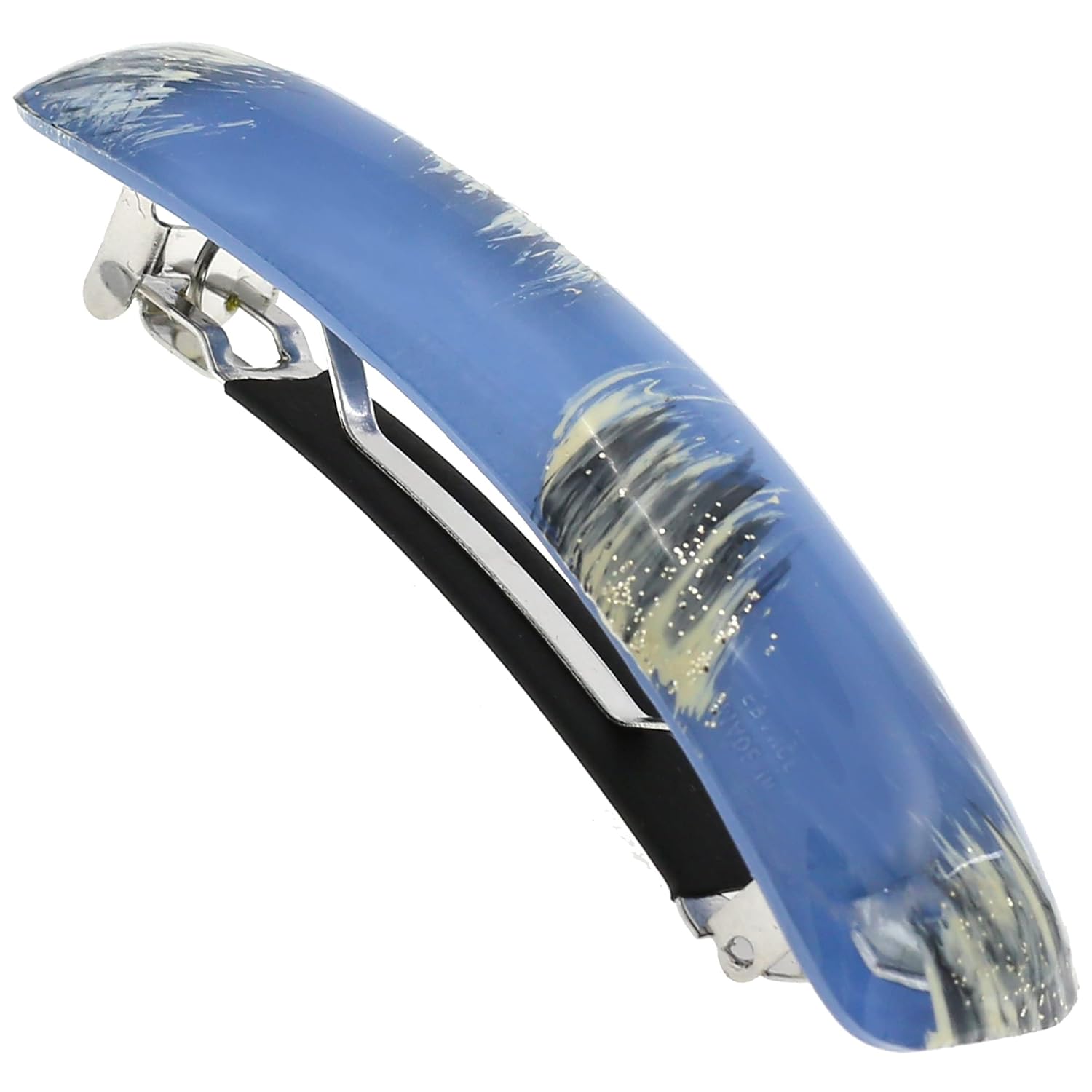 Camila Paris CP3339 French Hair Barrette Clip for Girls, Blue, Rubberized Metal Clasp Strong Hold Grip Hair Clips for Women, No Slip Durable and Styling Girls Hair Accessories, Made in France