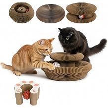 Cat Scratcher Toys for Indoor Cats - Kitty Kurlz Magic Organ Cat Scratcher Board, Cardboard Cat Scratching Board Ball Scratcher Pad