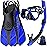 Zenoplige Mask Fins Snorkel Set, Snorkeling Gear for Adults, Panoramic View Snorkel Mask Anti-Fog, Adjustable Dive Flippers, Dry Top Snorkel and Travel Bag, Scuba Gear for Swimming Snorkeling Diving