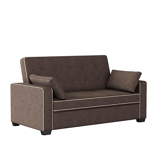 Serta Ainsley Loveseat with Pull Out Sleeper Microfiber Java Full