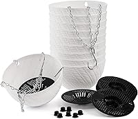 Vista 3 de Foraineam 10 macetas colgantes de 6 pulgadas, maceta de jardín con riego automático, mini macetas para suculentas con cadena para colgar