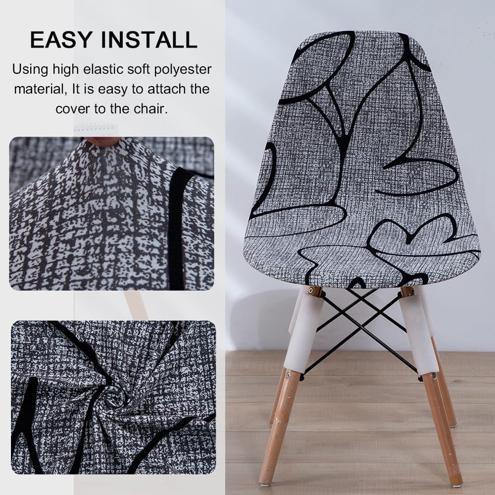 Lot De 4 Housses De Chaise Extensibles Scandinaves – Motif Feuilles Vertes – Protection Élégante Salle à Manger