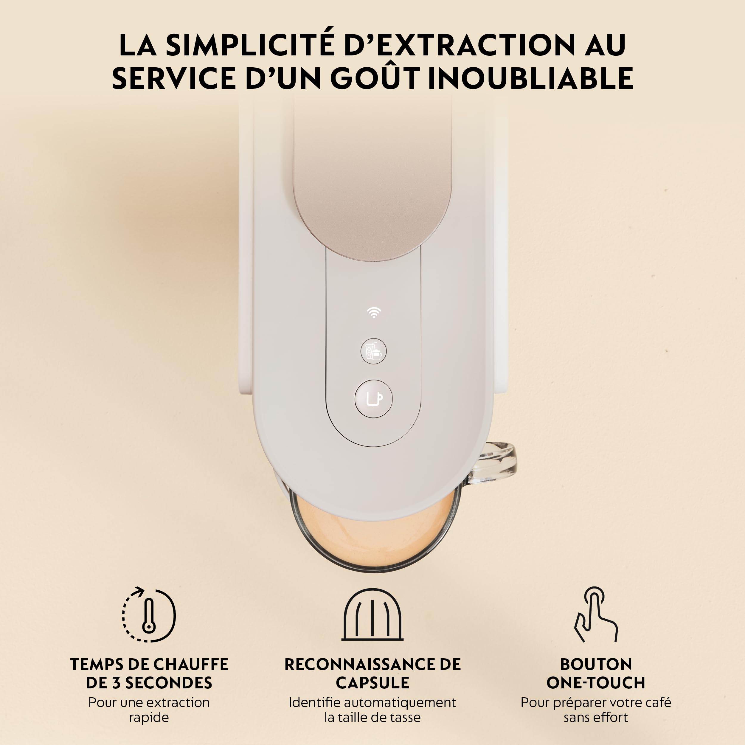 De'Longhi Nespresso Vertuo Up - Machine à café à Capsules avec 7 Formats de Tasse, Technologie Centrifusion, Chauffe Rapidement, Réservoir 1,4L, Mode Créations, Design Compact, Blanc (ENV200.W)