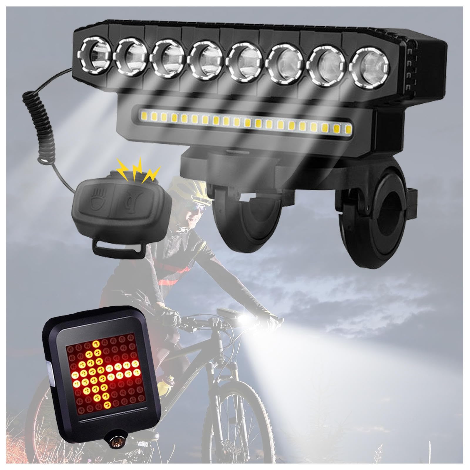 Luci Bicicletta Kit, USB Ricaricabile,Impermeabile Con Luce Posteriore Bici Da Corsa, Frecce Monopattino Elettrico Impermeabile,Per Bici Strada E Mtb