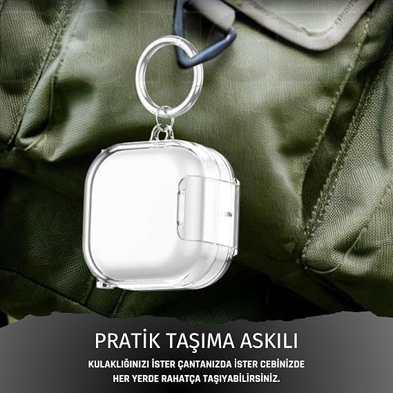 Rongep Samsung Galaxy Buds4 Pro/Buds 4 için Kılıf [Güvenlik Kilit Tasarımlı] Transparent-Lock Kulaklık Kılıfı Sararmaya Dayanıklı Taşıma Askılı TPU Koruyucu Samsung Buds 4 Pro Kılıf (Şeffaf)