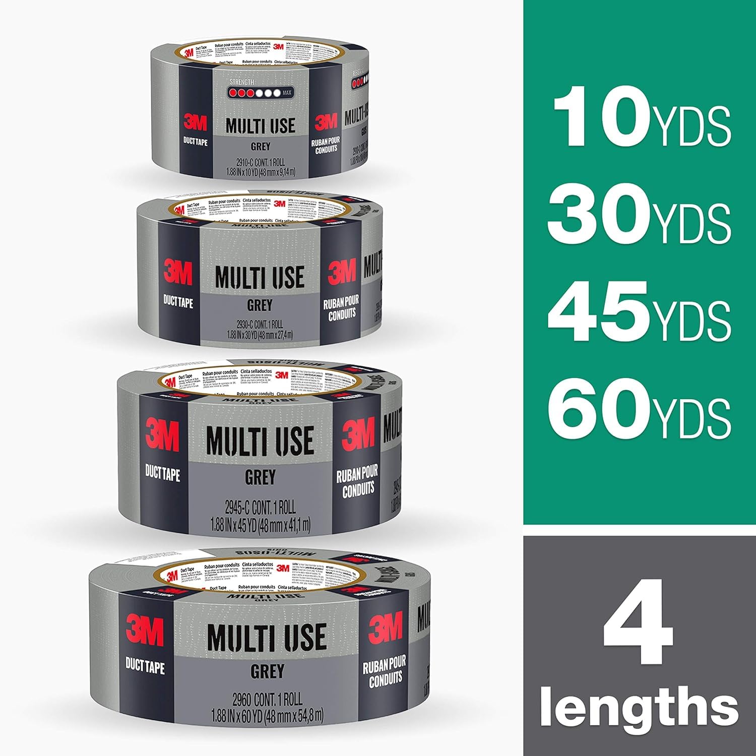 3M Multi-Use Duct Tape for Home & Shop, 1.88 inches by 60 Yards, 2960-A (Pack of 2)