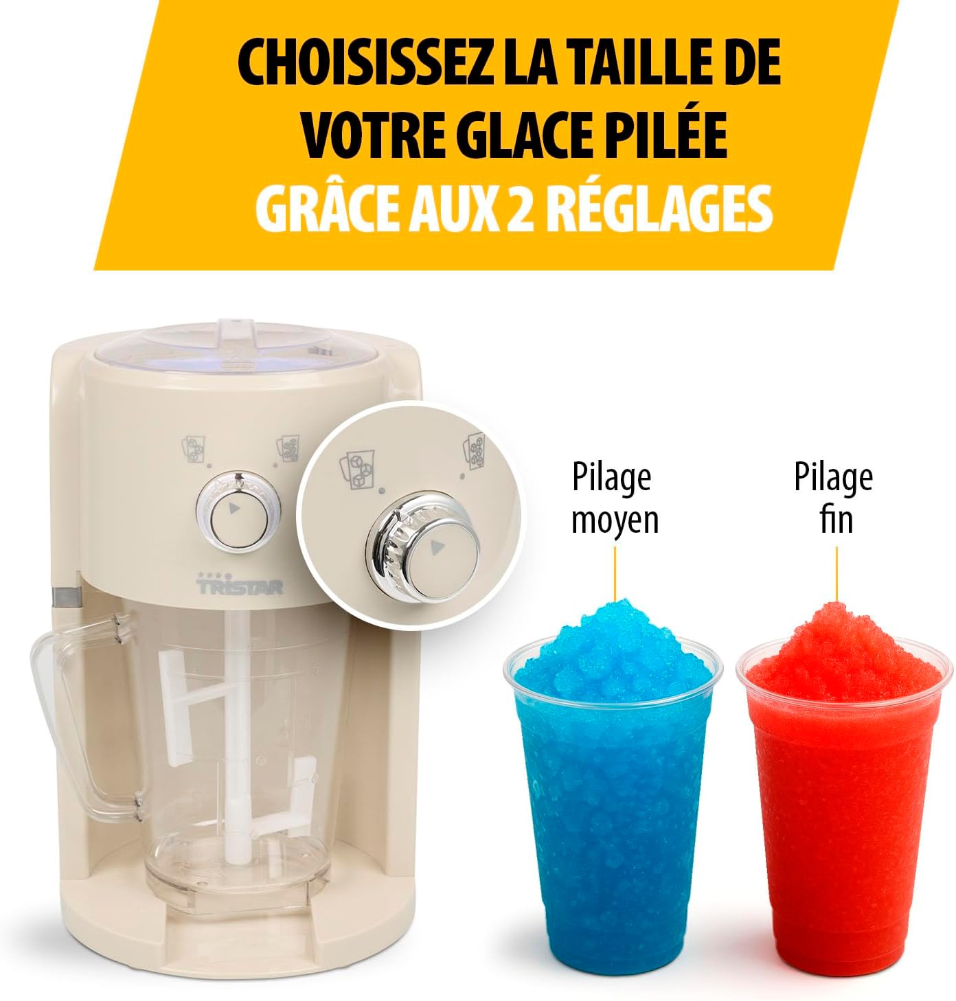 Adding ice cubes to the Tristar KD-7310 ice reservoir with safety lid