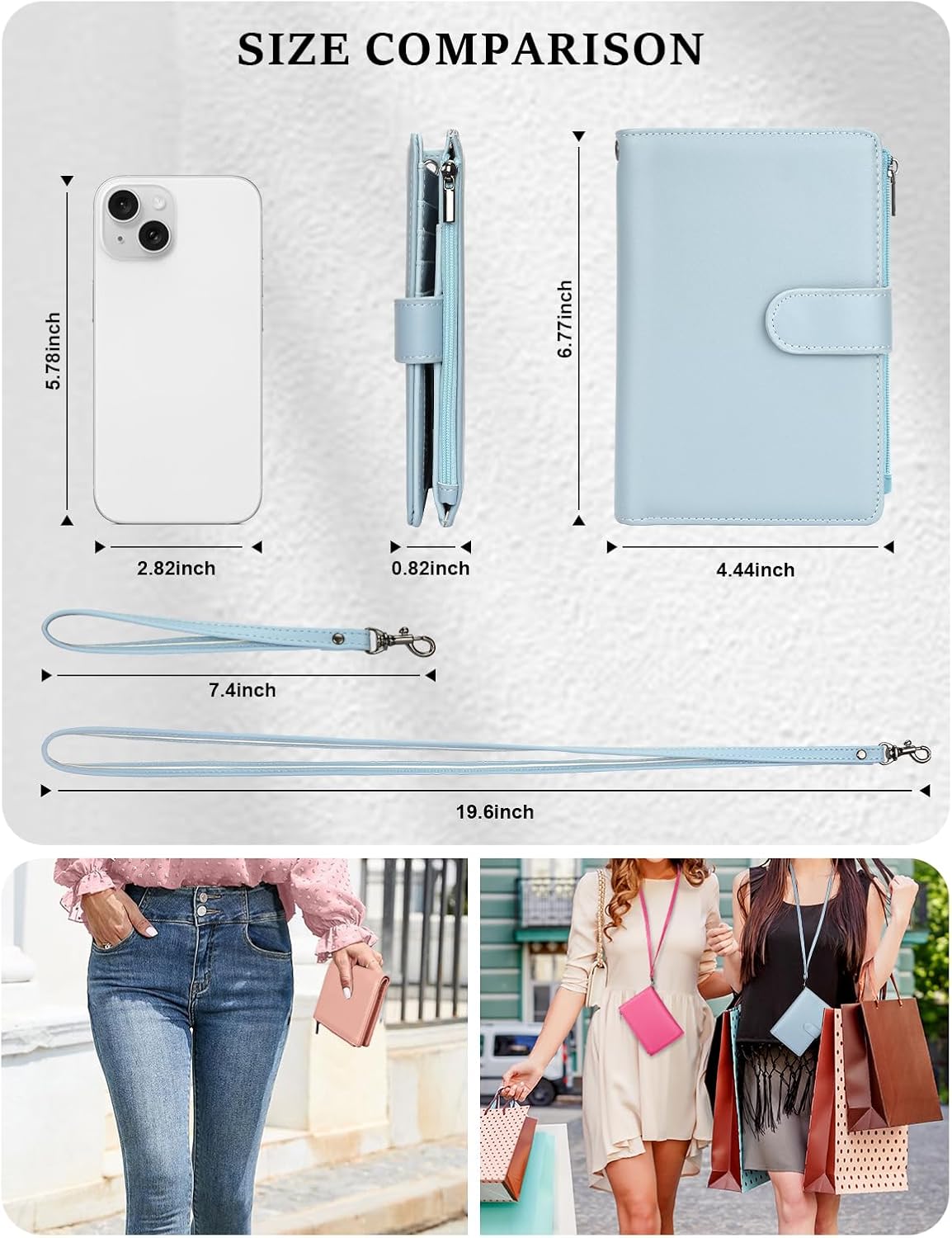 RFID Passport Holder for Women/Men Travel Gifts, Large Capacity Passport Wallet, Family Travel Documents Organizer with Card/Airtag Slots, Zipper coin pocket, Cash Holder Passport Cover Case (Blue) - Image 4