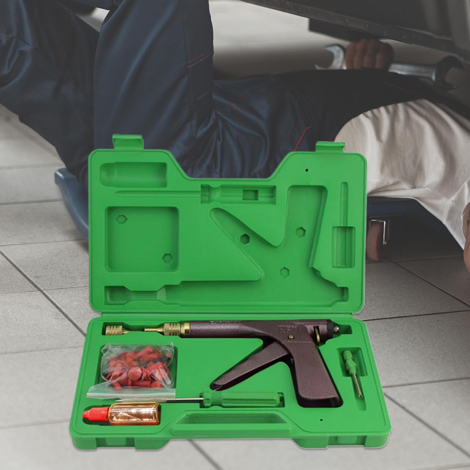 Kit Reparación Neumáticos Moto Herramienta Compresor Portátil | Kit de Reparación de Neumáticos para Coche Inflador para Carretera ATV Camión Tractor Cortacésped Moto de