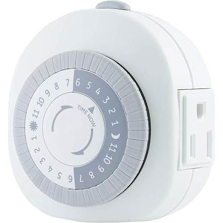 GE 24-Hour Heavy Duty Indoor Plug-In Mechanical Timer, 1 Grounded Outlet, 30 Minute Intervals, Daily On/Off Cycle, for Lamps, Portable Fans, Seasonal Lighting, Appliances and more, UL Listed, 15153