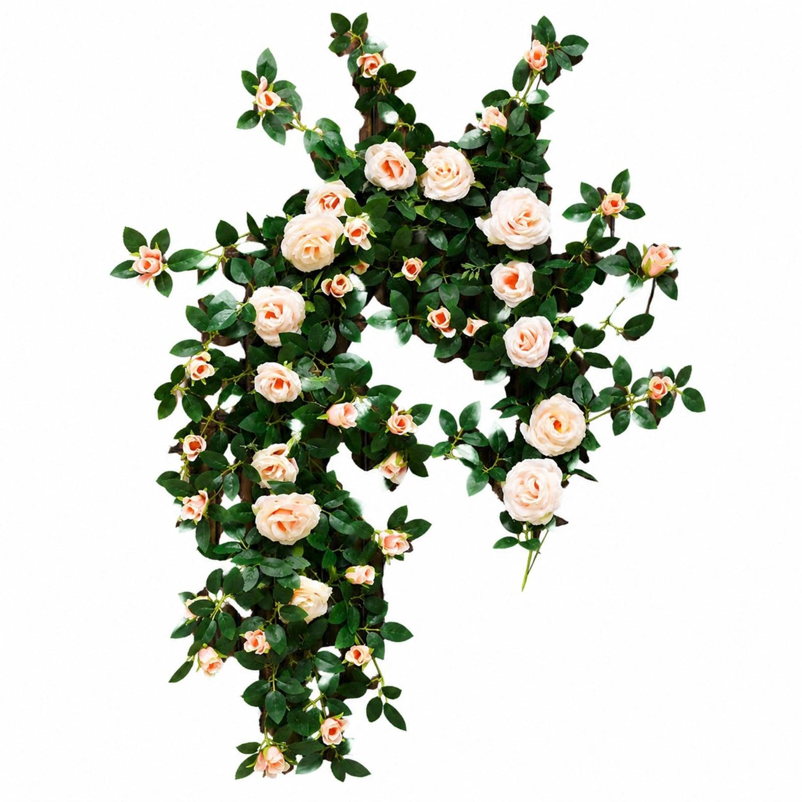 71in Artificial Rose Vine Silk Flower Garland Wedding Garden Decor(Champagn