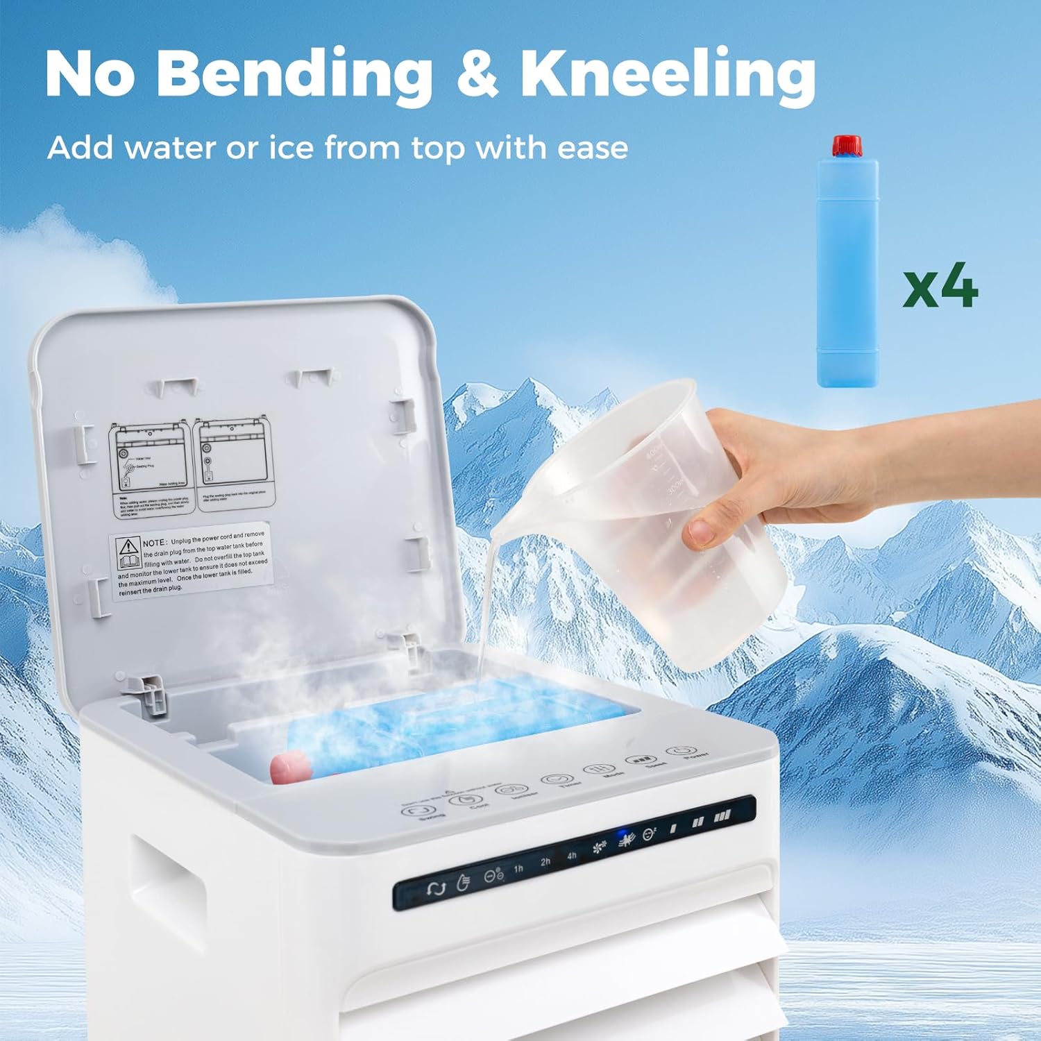 COSTWAY Evaporative Air Cooler, Include Remote Control, 4 Ice Packs, Bladeless Fan with 3 Modes, 3 Speeds, 7H Timer, 6L Water Tank, Portable Swamp Cooler for Bedroom, Indoor Use, White