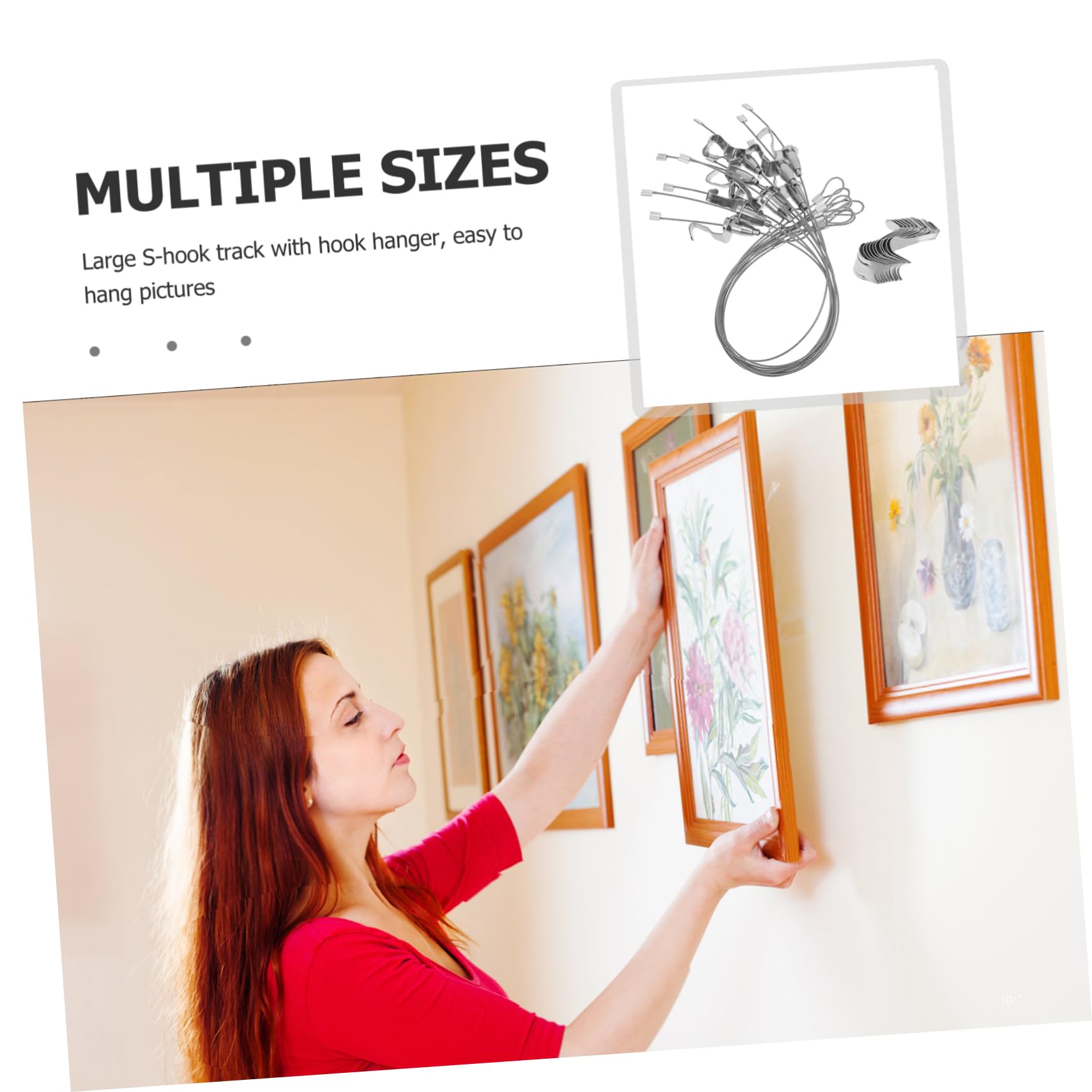 jojofuny Kit Para Colgar Cuadros Alambre De Acero Inoxidable y Ganchos Ajustables, Sistema Para Colgar Obras De Arte, Adecuado Para Cuadros y Espejos, 10 Juegos, Uso Prolongado