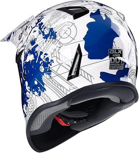 Miniatura 2 de GLX - Casco de cara completa GX623 DOT para motocrós, motocicleta y cuatrimoto todoterreno para niños y jóvenes conjunto de casco de cara completa,