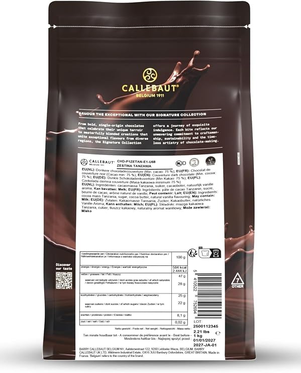 Callebaut Signature Collection Zestina Tanzania Bitter Çikolata, 1 kg