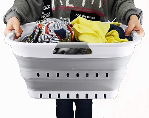Miniatura 6 de SAMMART Juego de 2-30L (8 galones) cestas plegables de plástico para la ropa sucia Contenedororganizador plegable Tina de lavado portátil Cestas