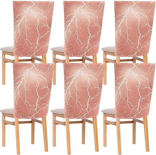 Juego de 6 fundas decorativas para sillas de comedor retro, color oro rosa, antipolvo, para sillas de comedor, cubiertas para sillas de comedor