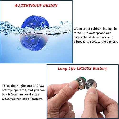 Miniatura 5 de Botepon luz de aviso LED universal inalámbrica para puerta de auto, luz LED impermeable contra colisión trasera, 2 unidades, Azul