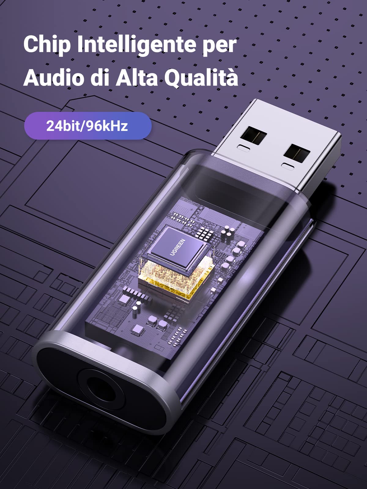UGREEN Scheda Audio Esterna USB in Alluminio Adattatore Sonoro a Jack 3,5mm per Cuffie Microfono Casse Compatibile con PC PS5/4 MacBook Laptop Surface Pro Raspberry Pi Plug e Play