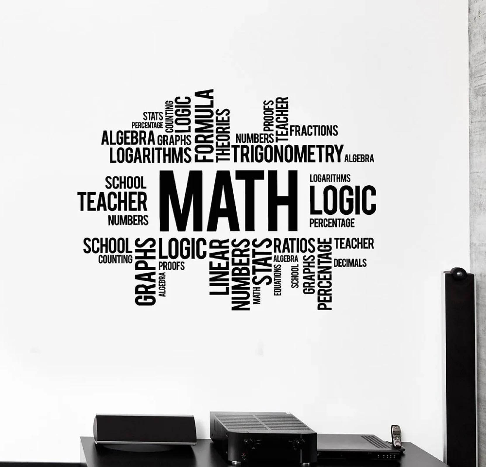 WEIMEIJIE Mathematical Word Cloud Vinyl wall Decals for Schools, bedrooms, Children's Rooms, classrooms, Dormitories, and Home Decoration.