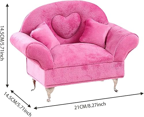 Miniatura 6 de Caja de joyería para sofá, con compartimento que se abre en forma de sofá a escala 16, muebles de terciopelo a prueba de polvo con tapa, joyeros