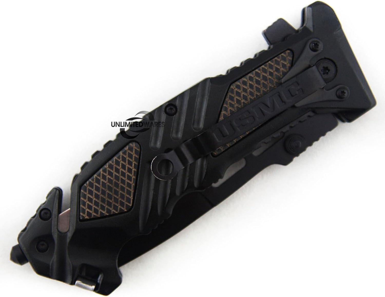 8.25" MARINES TACTICAL SPRING ASSISTED FOLDING KNIFE Blade Pocket Open