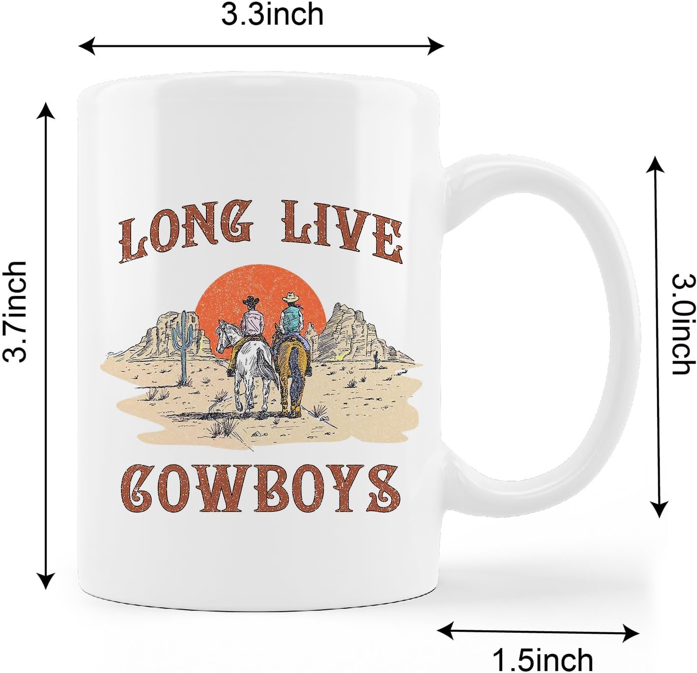 Long Live Cowboy Retro Western Country Boy Cactus Desert Landscape Ceramic Mug-11oz Coffee Milk Tea Mug Cup with Handle,Gifts for Teen Girls Boys Cowgirl Cowboy - Image 4