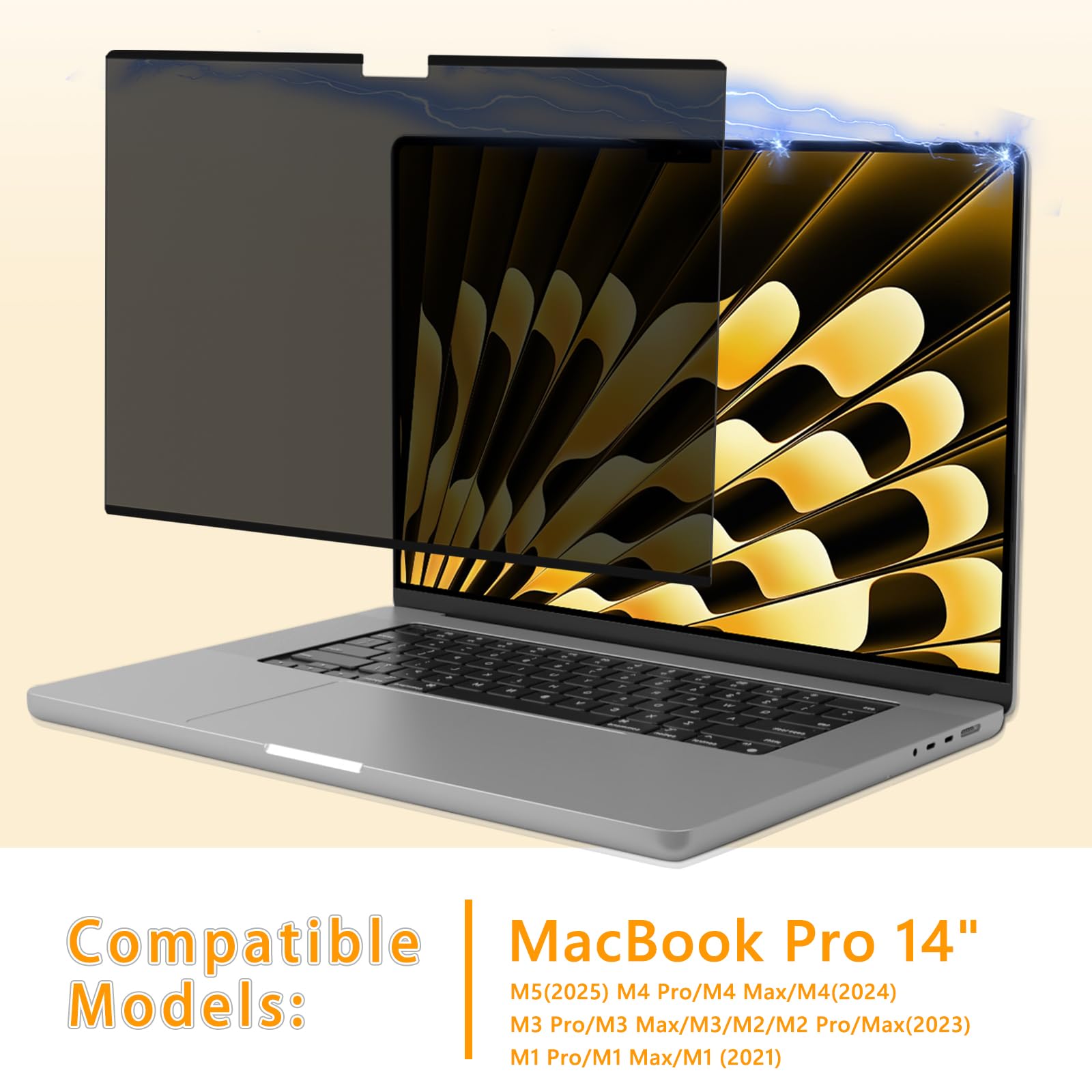 Magnético Filtro de Privacidad para MacBook Pro 14 Pulgadas (2025–2021 M5/M4/M3/M2/M1 Pro MAX), Protector de Pantalla Antirreflejo de Luz Azul, Privacy de Film Extraíble para Mac 14"