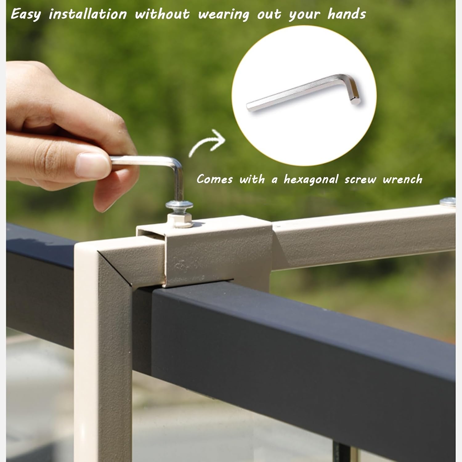 Adjustable Wooden Outdoor Balcony Bar Table for Railings - All-Weather Serving Table for Porch & Patio - Perfect for Decks (Size: 60x25cm)