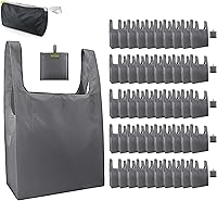 Vista 36 de BeeGreen Bolsas reutilizables para compras, compactas, bonitas, de color sólido, juego de 12 bolsas plegables de reciclaje con cremallera