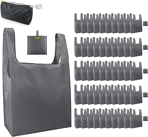 Vista 141 de BeeGreen Bolsas para comestibles, lavables a máquina, paquete de 12 bolsas extragrandes reutilizables, resistentes, plegables con banda Moss Marrs