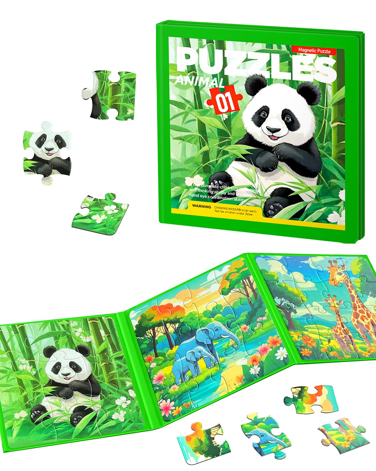 Magnetic Puzzles for Toddlers, Animal Forest Travel Puzzles Games for Kids Ages 3-5, Car Activities Toy for Boys Girls, Children Learning Magnet Gift