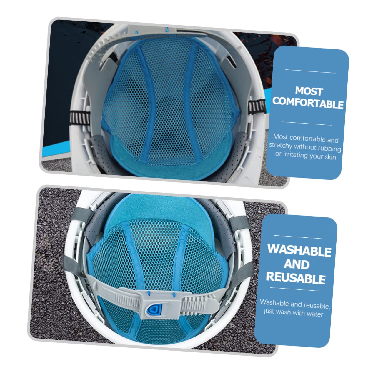 6 STK Blaues Futter Hüte Hardhat-Innenfutter aus Air-Mesh Schutzpolster für Helme Liner Sicherheitshelm Schweißband Sicherheitshelm Zubehör Helmfutter Helm-Mesh-Pads Polyester Blue