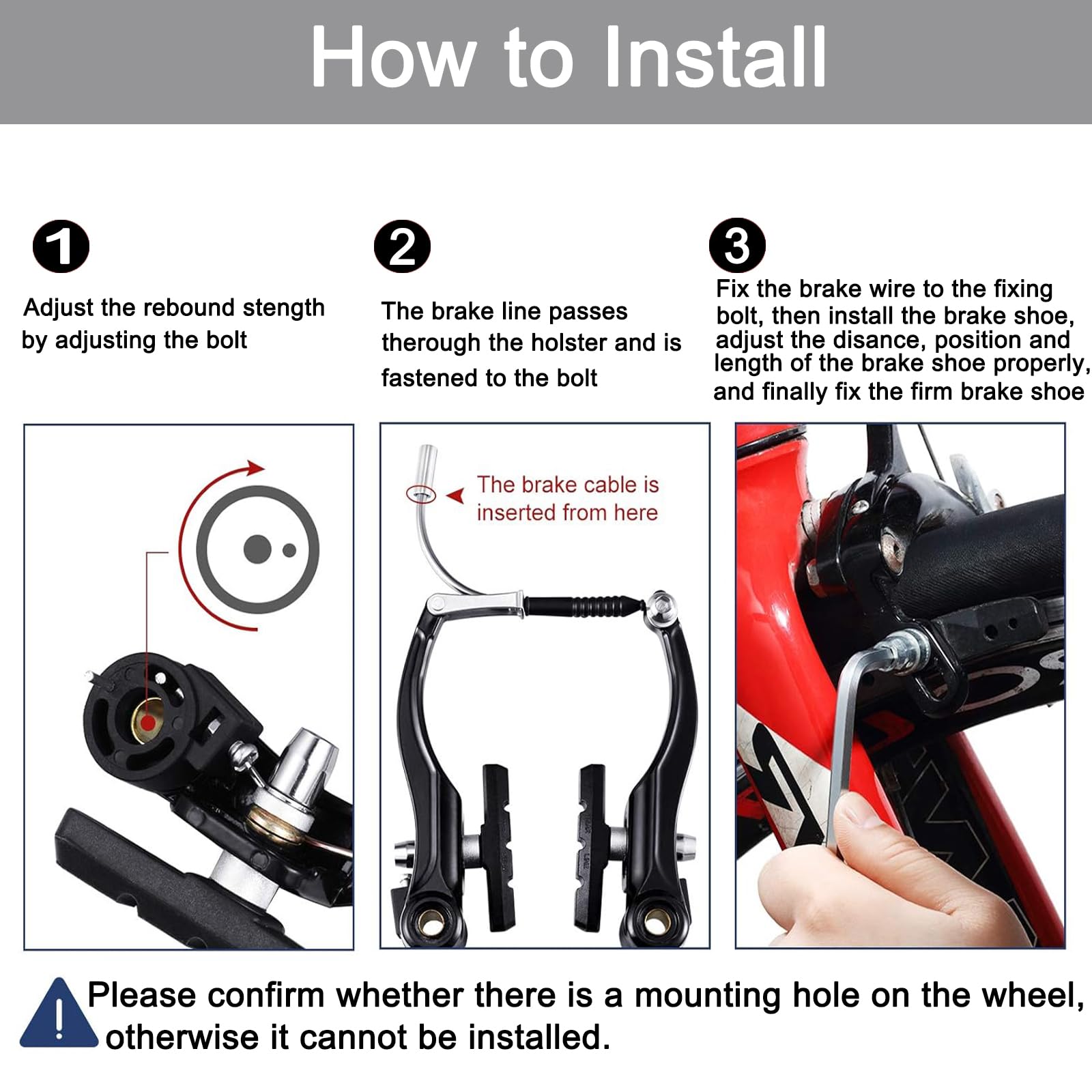 Fahrrad V-Brake Komplettset - Aluminium Bremsen Vorne & Hinten Mit Zubehör