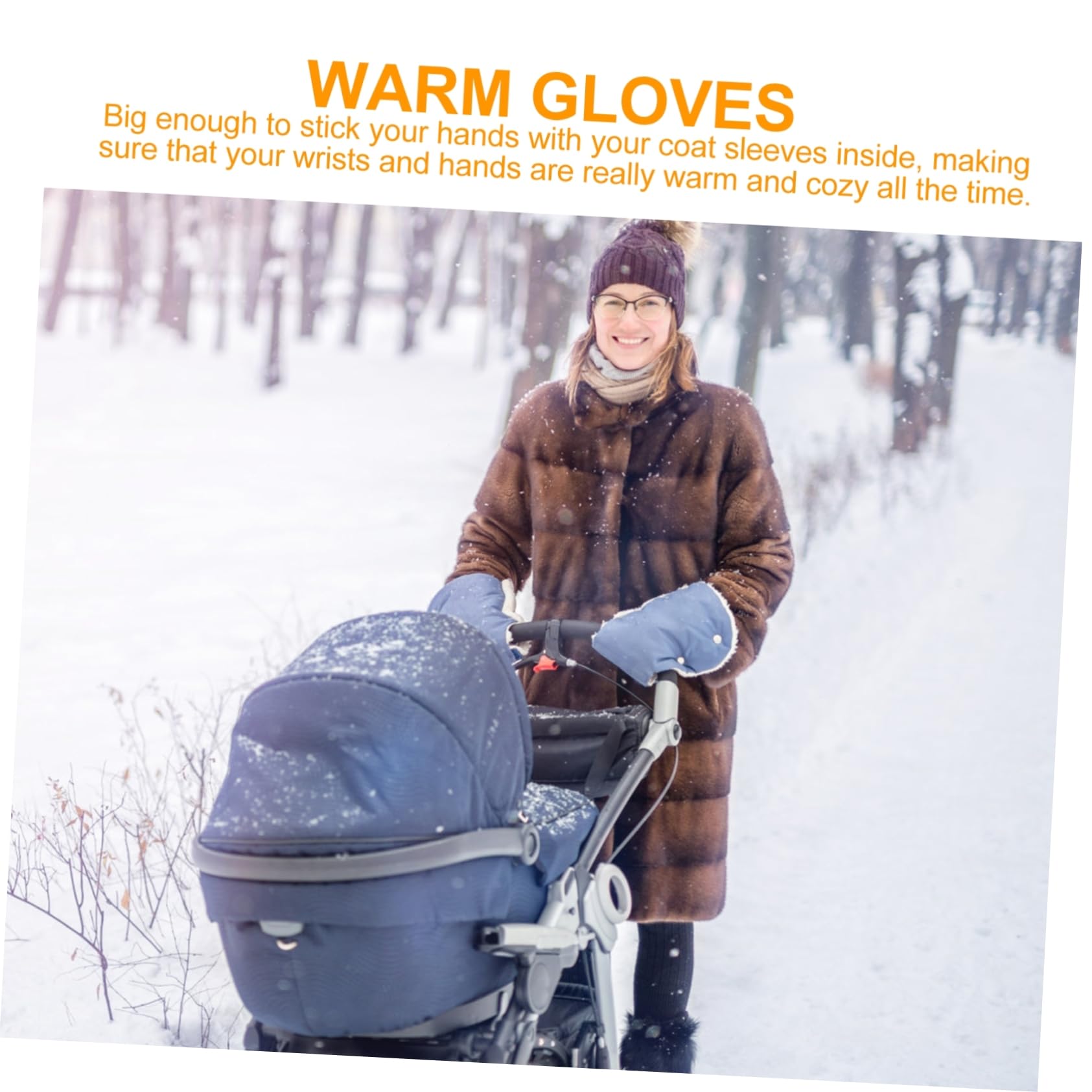 minkissy guantes de manillar viento cálido universal ciclismo acolchado guantes de invierno calentadores de manos para cochecitos guantes de vellón guantes de carro tela oxford Grey