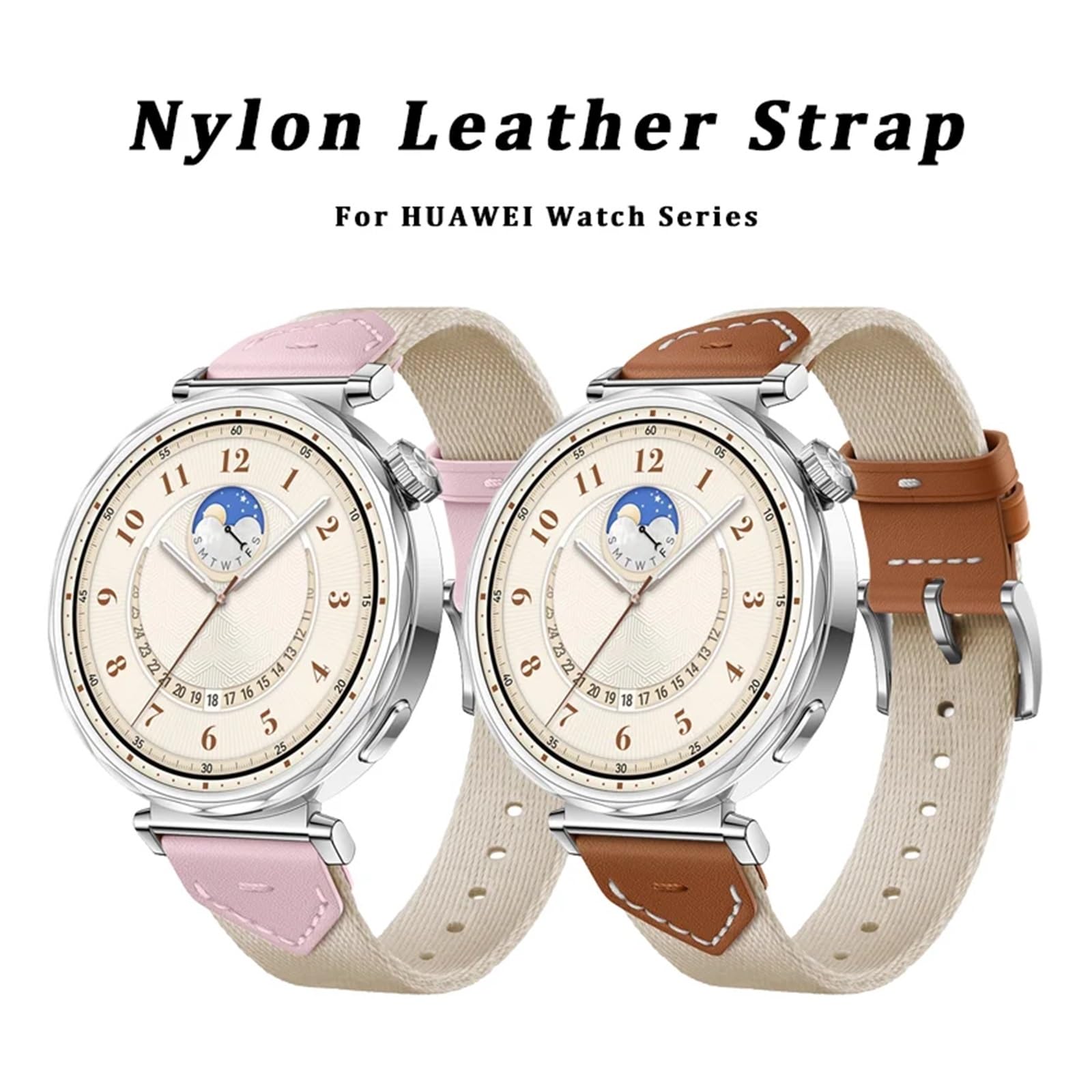 CZKE Nylon-Leder-Uhrenarmband für Huawei Watch GT5 GT4, 41 mm, Smart-Armband, Ersatzarmband