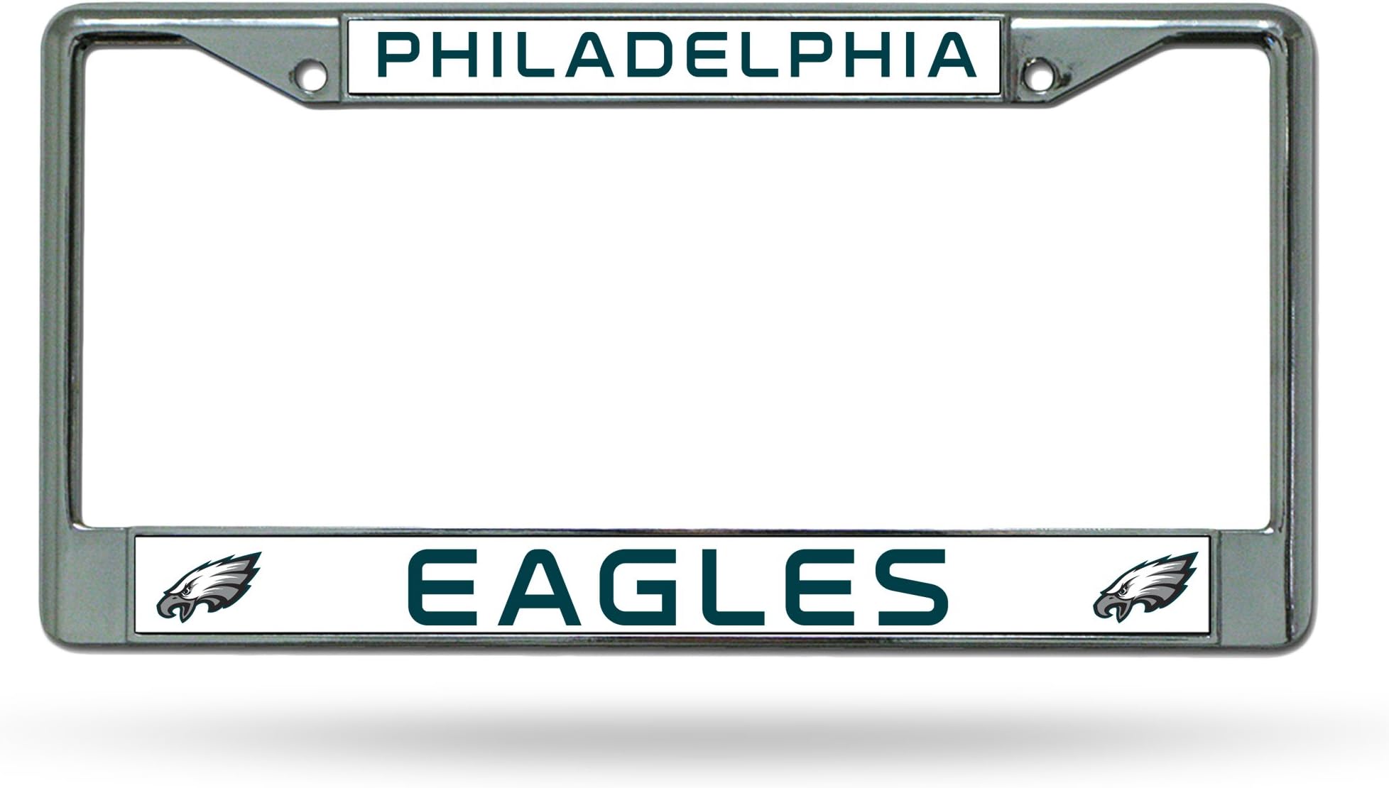 Rico Industries NFL Football Premium 12" x 6" Chrome Frame with Plastic Inserts - Car/Truck/SUV Automobile Accessory