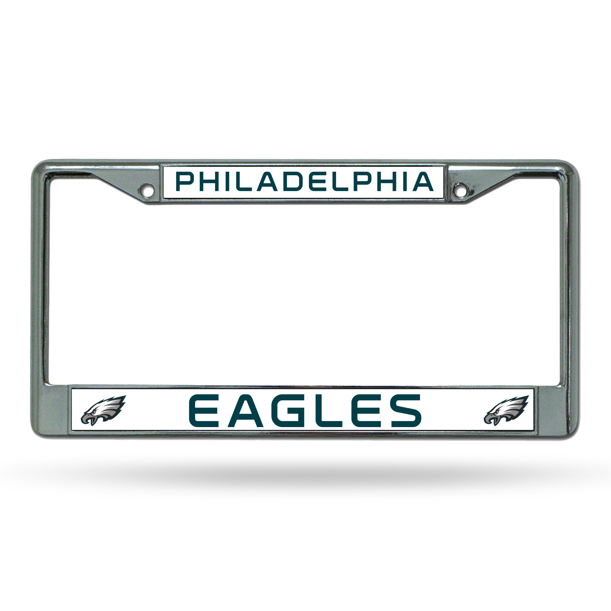 Rico Industries NFL Football Premium 12" x 6" Chrome Frame with Plastic Inserts - Car/Truck/SUV Automobile Accessory