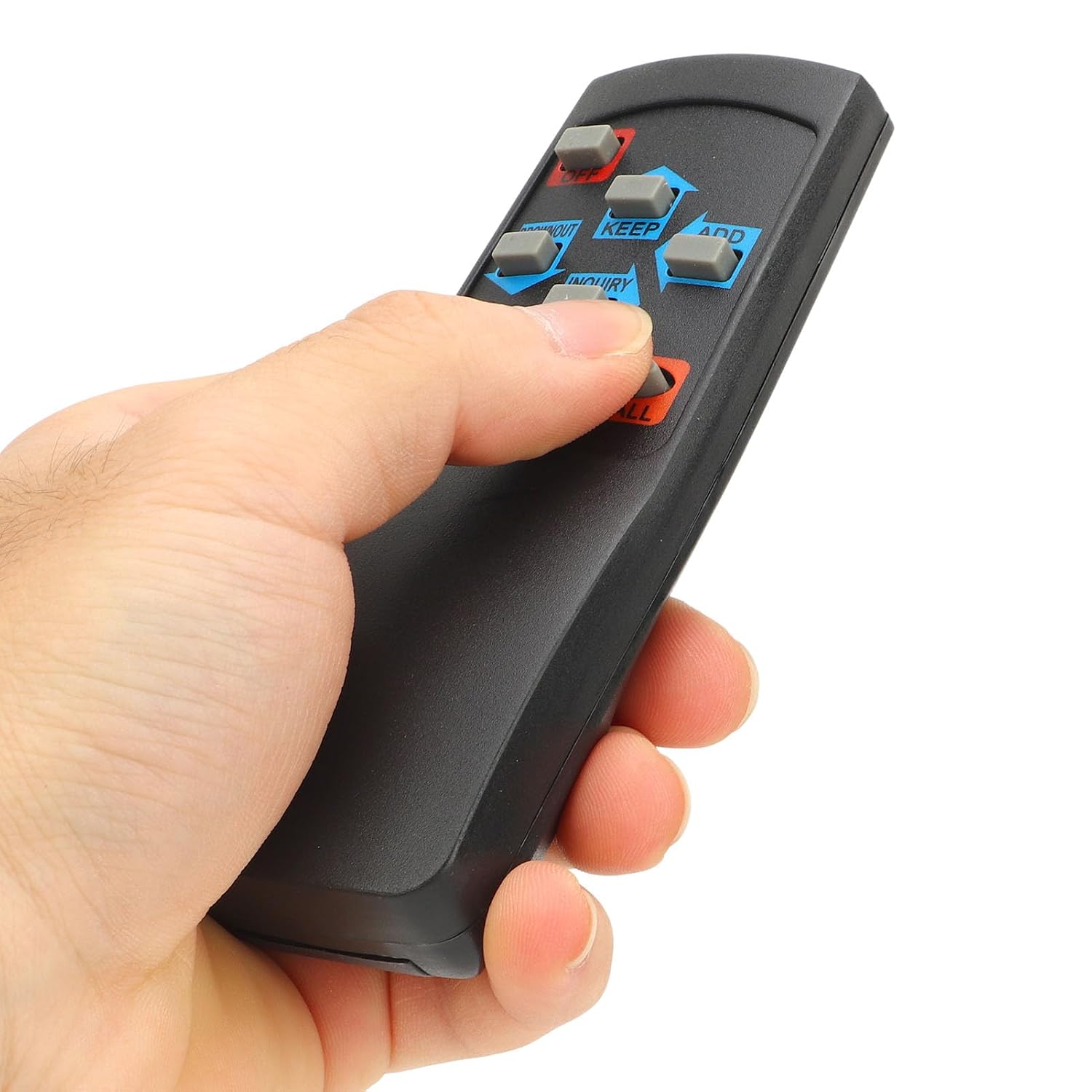 Hand holding the remote control for the crane scale